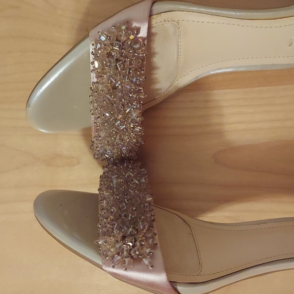 Alex Marie Champagne Beaded Animal Print Leather Ankle Strap Heels Size 6.5 - Picture 10 of 16